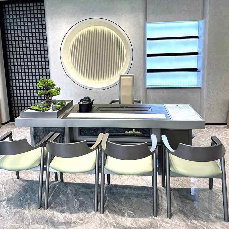 轻奢小阳台桌2025新款IUO岩板茶台型实木烧水一体泡茶茶台壶家用