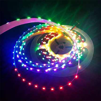侧发光幻彩灯带4020高亮铜支架WS2812 5mm灯带5v侧面光LED软灯带