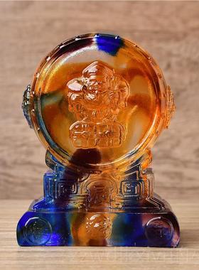 新款通鼓古法琉璃摆件锦祥2025蛇年吉物财斗鲤客厅办公室财装饰品