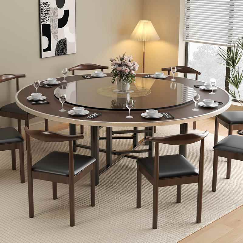 5YZ-DYZ-SM1A实木桌10人餐桌圆桌转盘用小户型饭桌大圆桌家可折餐