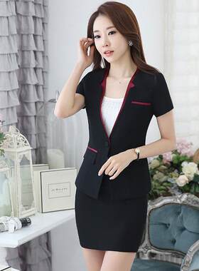 小西装外套女短袖三件套夏季新款时尚女士修身西服职业套装工作服