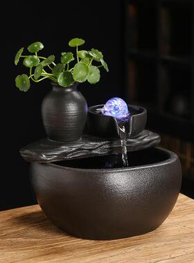 流水摆件循环水客厅办公摆件招财小风水球桌面风水轮开门红礼品
