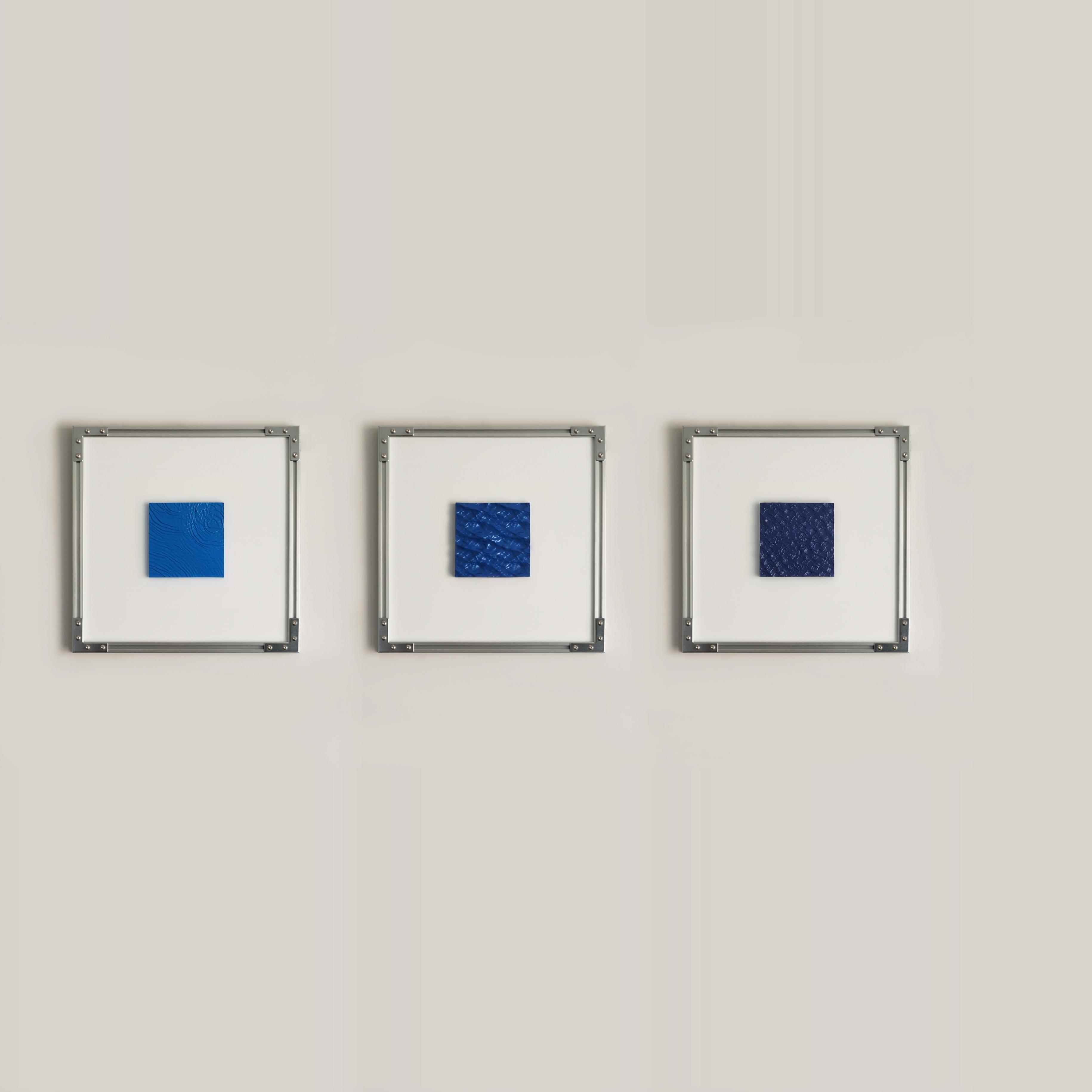 一加一|蓝色工业风轻奢水泥混凝土立体浮雕雕塑装饰画铝合金挂画