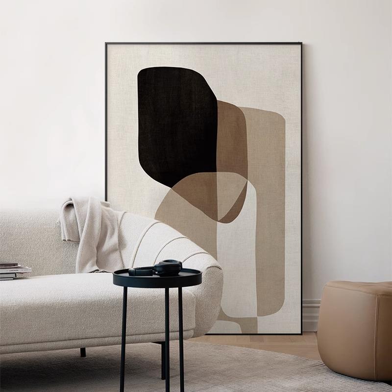 侘寂风壁画客厅装饰画沙发背景墙抽象挂画现代简约极简黑白落地画