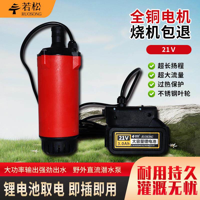 无线便携锂电动抽水泵24V21V直流潜水泵家用农用浇菜灌溉水泵