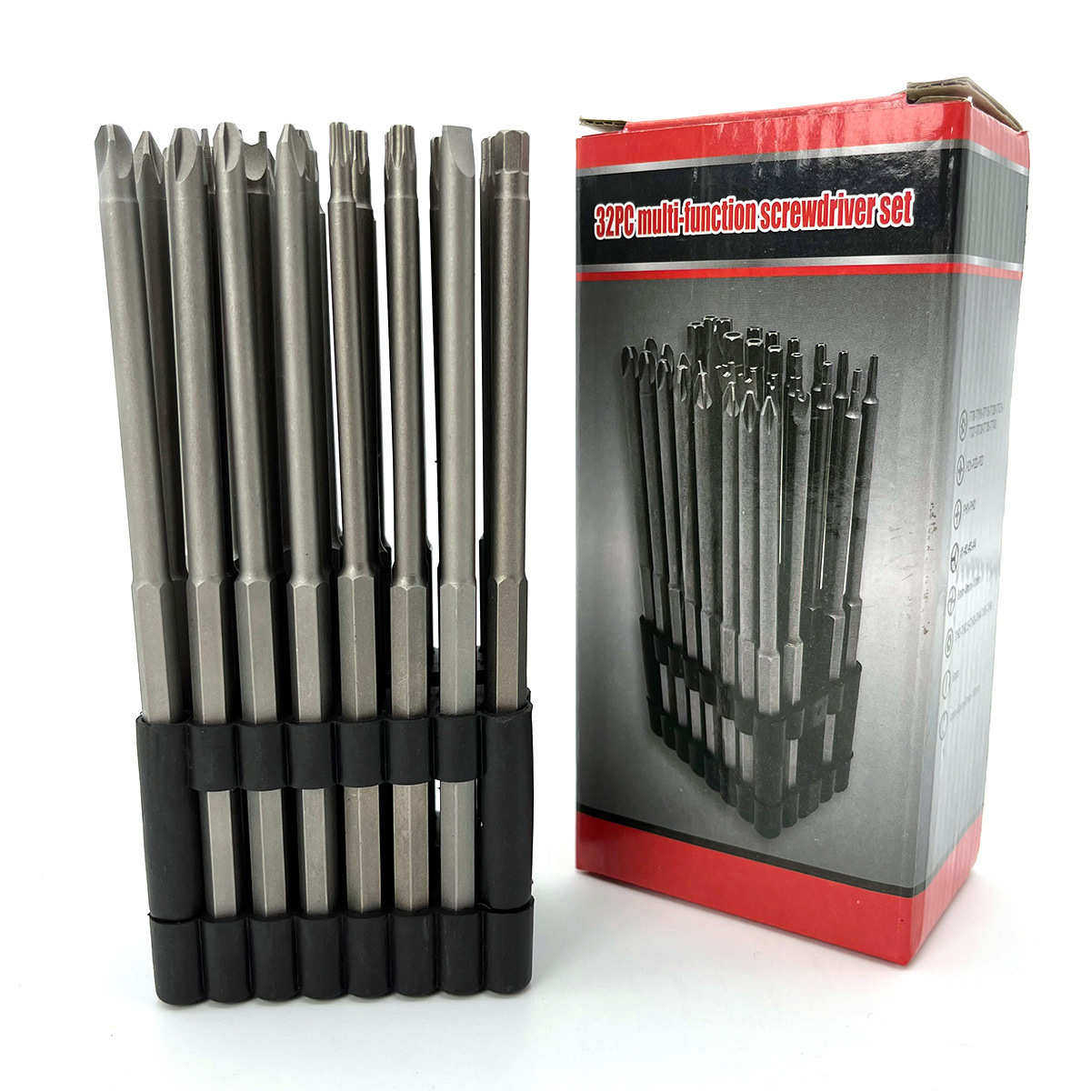 外贸爆款32件套加长批头组套电钻螺丝刀批头异形六角十字一字批头