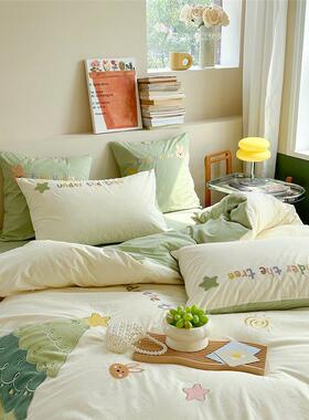 小accp24清新类纯棉水A洗棉四套全棉卡被套床单件通儿童床上用品