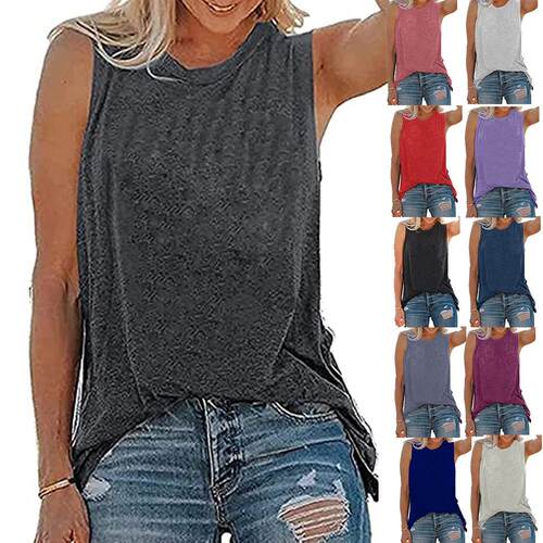 Colored cotton sleeveless women's T-shirt