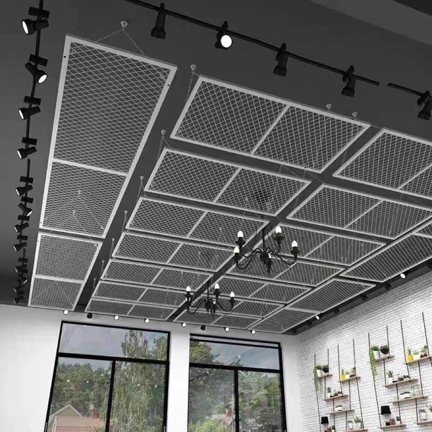 工业风菱形网格吊顶装饰隔断背景墙屏风铁艺金属网片天花格栅镂空,商业/办公家具,饰品架/柜,淘宝优惠券,粉丝福利购,淘宝优惠卷