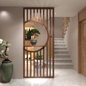 实木隔断屏风北欧木条客厅入户玄关原木简约立柱竖条格栅轻奢装 饰