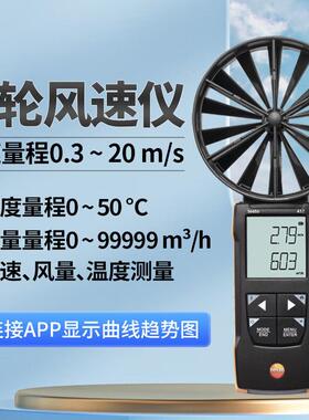 德图testo417大叶轮风速仪室内风口测量风速风量温度风量罩套装