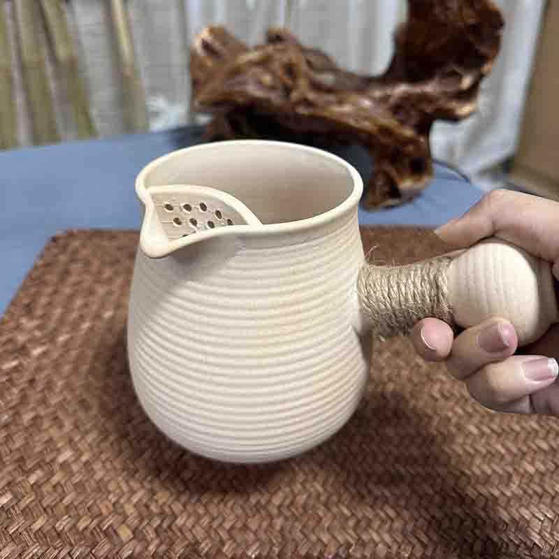 围炉煮茶罐罐茶电陶炉烤奶壶家用中式白泥壶隔热手柄侧把壶奶茶壶