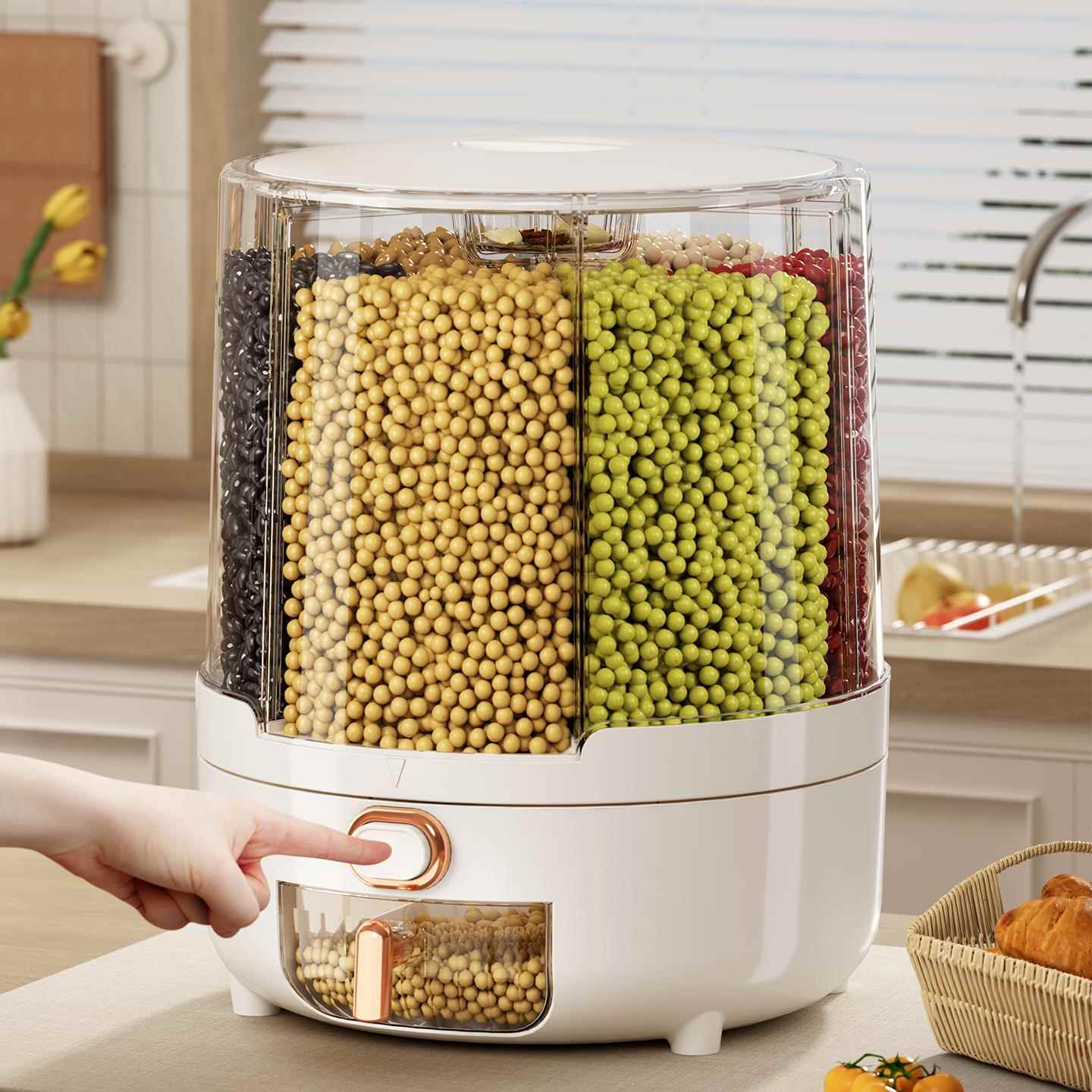 五谷杂粮收纳盒防虫防潮密封2025新款米桶多功能可旋转装家用米缸