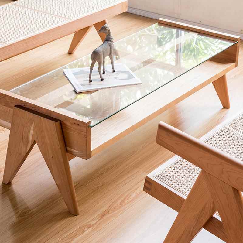 家具实木茶几北欧樱桃木客厅家用茶桌日式小户型长方形桌泡茶会客