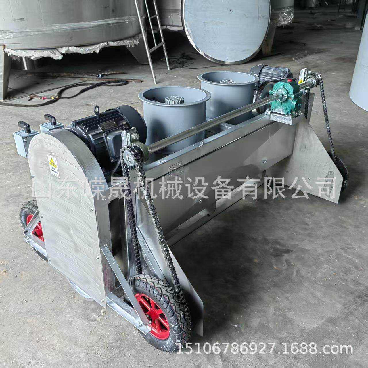 家用两相电酒糟降温设备 自动行走风机降温拌料机 不锈钢打茬机