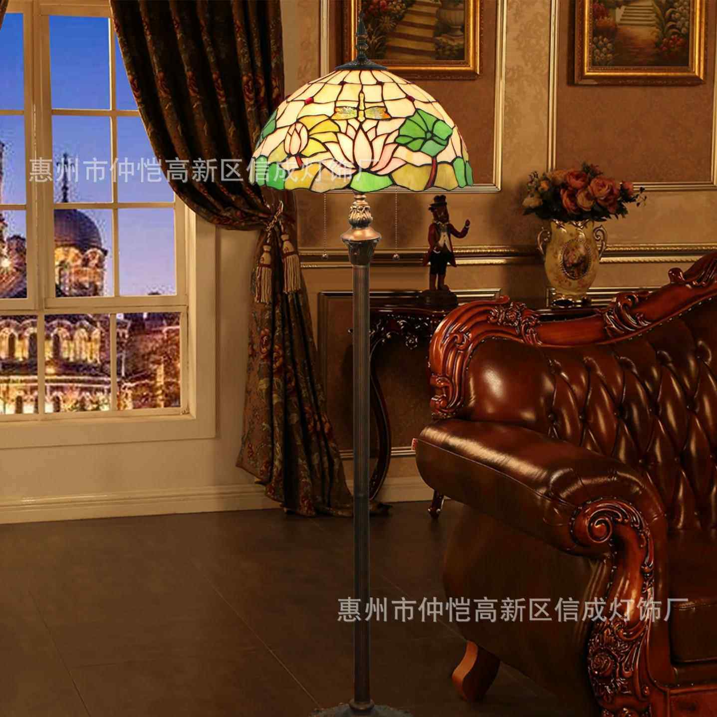 蒂凡尼蜻蜓荷花餐厅酒吧咖啡厅站立灯新中式卧室别墅睡莲落地灯