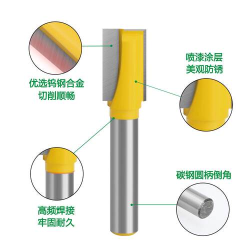 新款直销8柄清底刀开槽刀锁孔刀平底刀台面铣底刀修边机刀头木工
