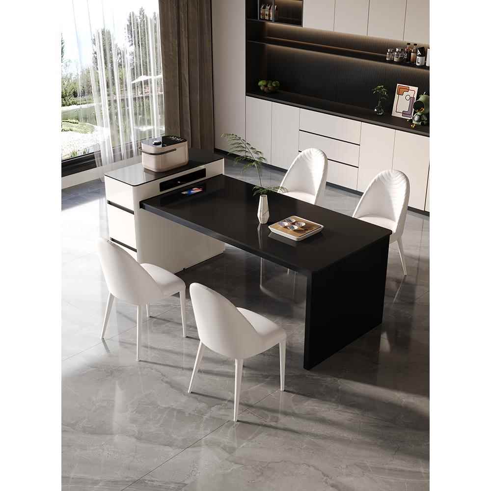 A8L岩板岛台餐桌一体现代简约奶油风可伸缩轻奢厨房中岛台家用小