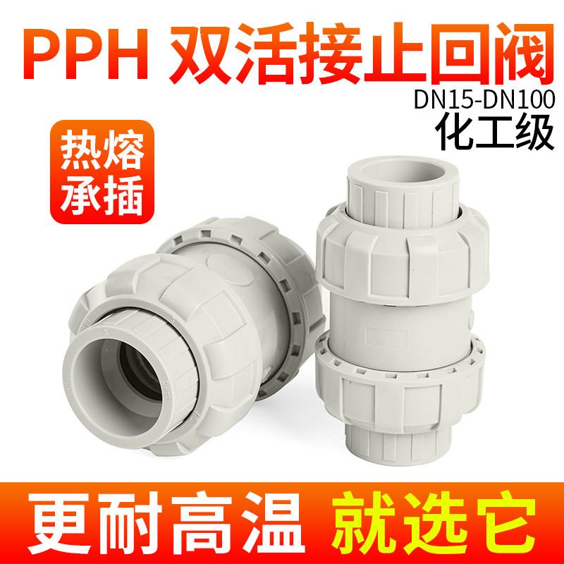 戎生PPH双活接止回阀鱼缸双由令球型止逆阀止逆阀PVC对焊管逆流阀