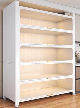 Kitchen storage rack with door and dust-proof storage cabine