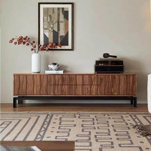 北美黑胡桃电视柜茶几组合大户型客厅北欧风黑胡桃实木轻奢电视柜