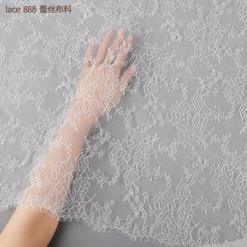 法式高端宽边蕾丝花边面料婚纱裙布料窗帘桌布辅料1.5米宽括挺