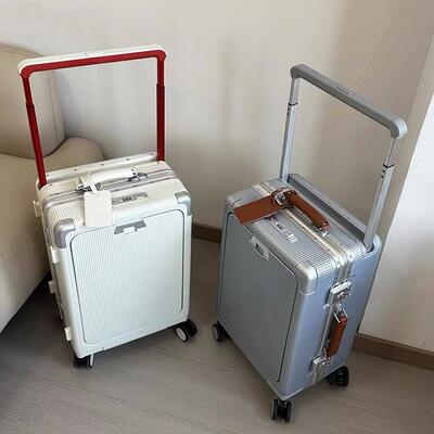 新品宽拉杆行李箱抗摔前开盖拉杆箱20寸登机箱旅行箱皮箱密码箱包