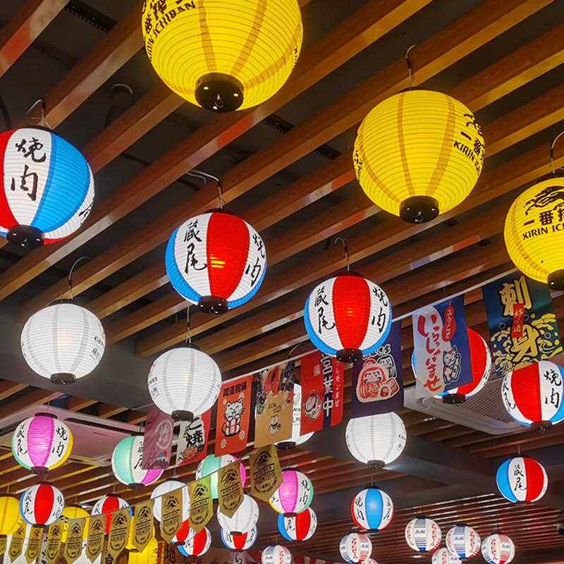 日式灯笼和风冬瓜灯笼餐饮店户外防水PVC纸绸广告定吊挂装饰墙