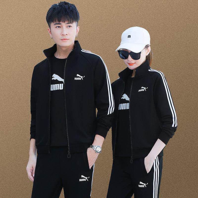 春秋季运动服套装女情侣团队服2025新款潮牌男休闲跑步卫衣三件套