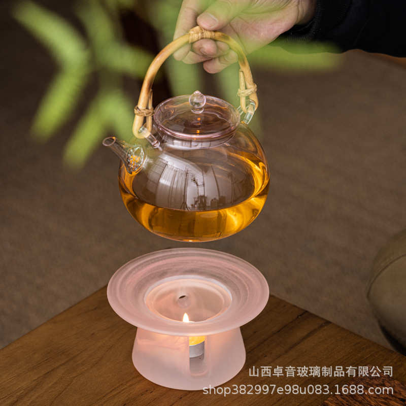 水墨琉璃温茶器蜡烛保温煮茶炉加热水晶底座防烫暖茶炉家用泡茶器