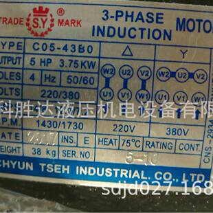 安装 5HP 4P3.75空心轴铜线电机TRADES.Y MARK群策SY内插式 43B C05