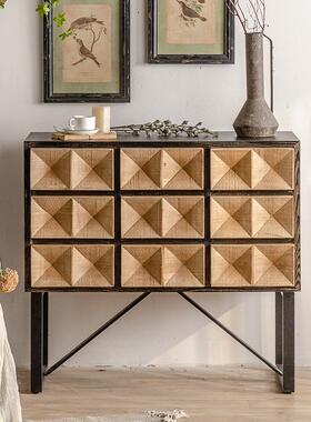 工厂美A2427A2式木色边柜简家约用个性客厅餐储物柜子民原宿玄关