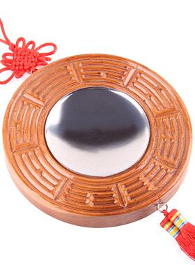 高档到桃木卦镜挂件凸面镜与白玉葫凹面芦八镜门到门楼梯摆件