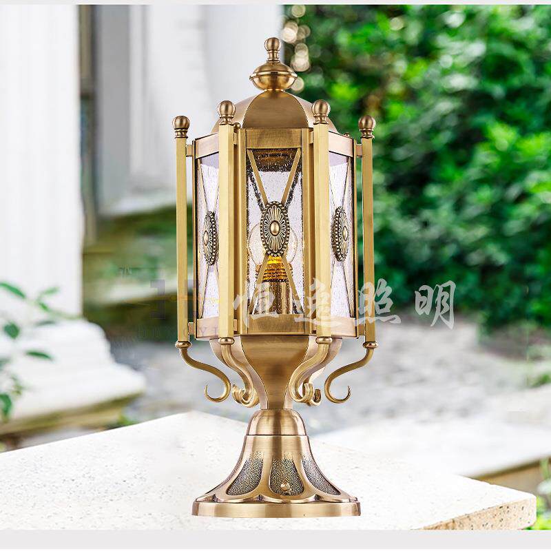 欧式柱头灯全铜仿古围挡灯别墅门柱灯花园景观防水户外灯led灯具