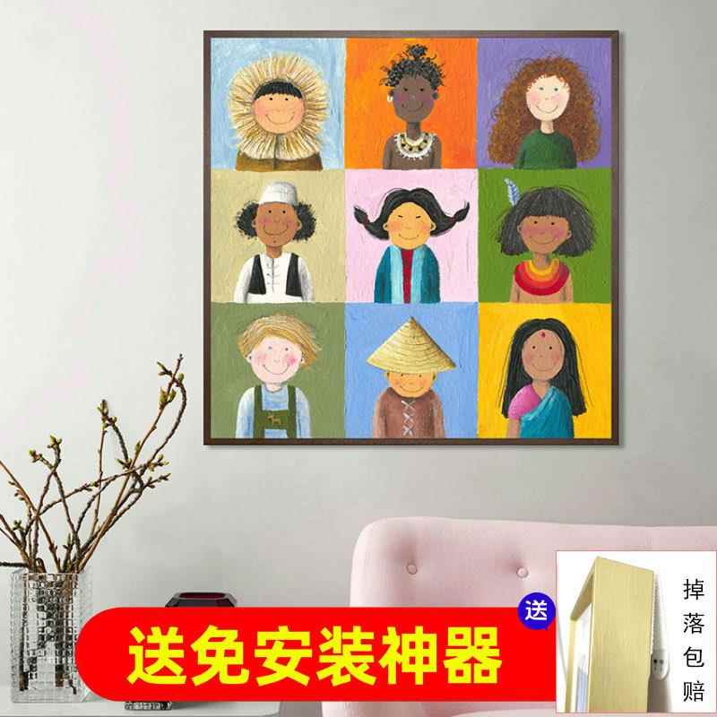 孩子们可爱水彩床头儿童房间装画男孩GD-ZSH-5女室墙面布置孩卡卧