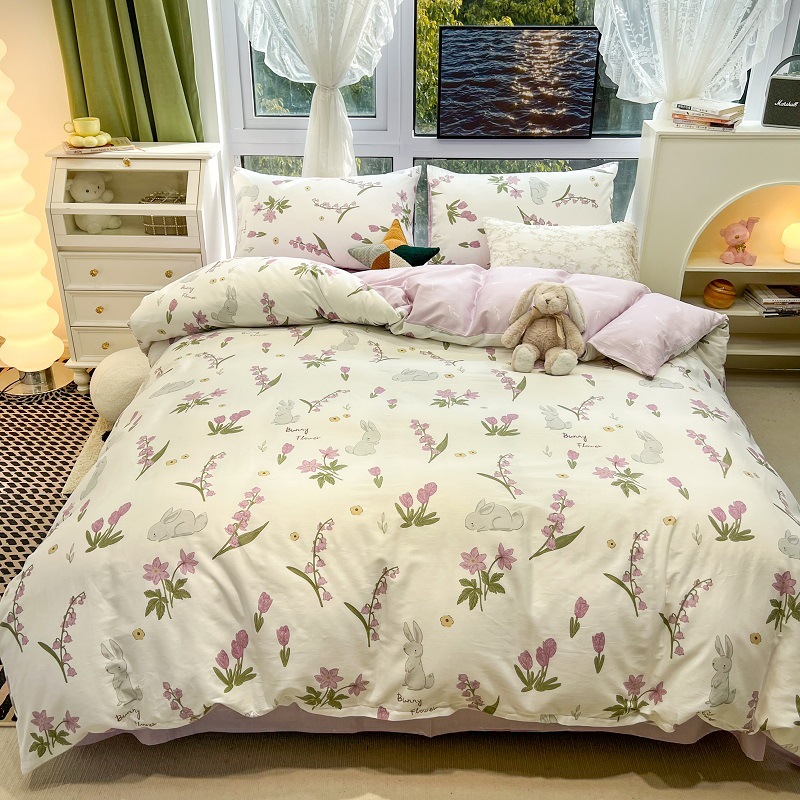 ins套风上四件纯棉全棉1床00套被套床单被罩床笠学DEB生宿舍三件