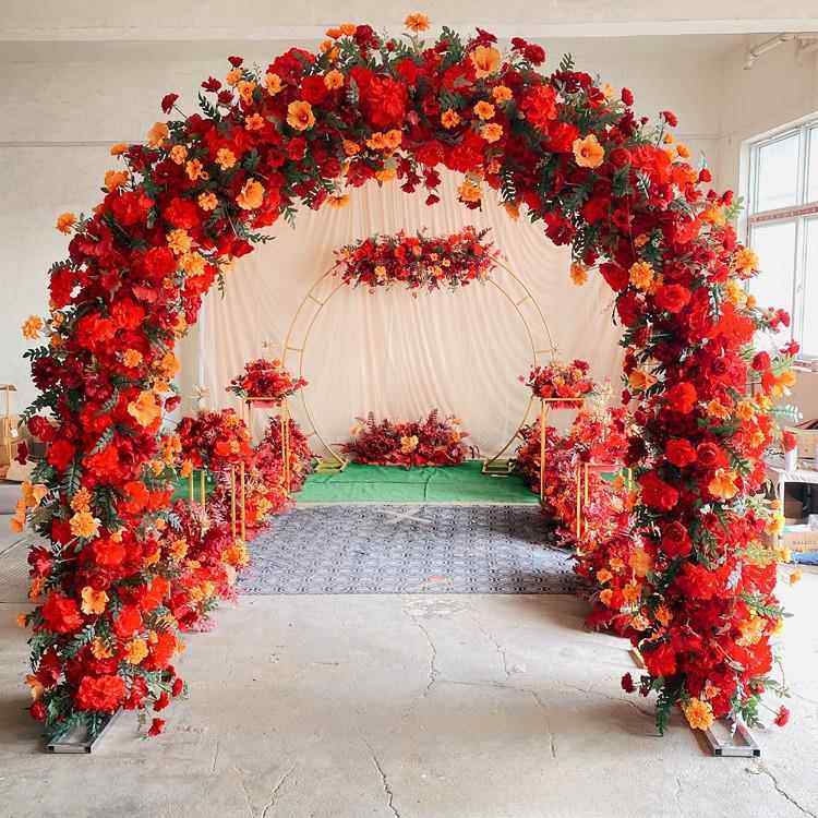 新款全花花门绢花圆形拱门开业婚礼庆典婚庆满花拱门婚庆幸福门