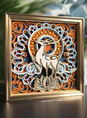 梯子木堆雕刻入口酒柜办公室装饰桌面装饰品高端小众乔迁礼品开幕