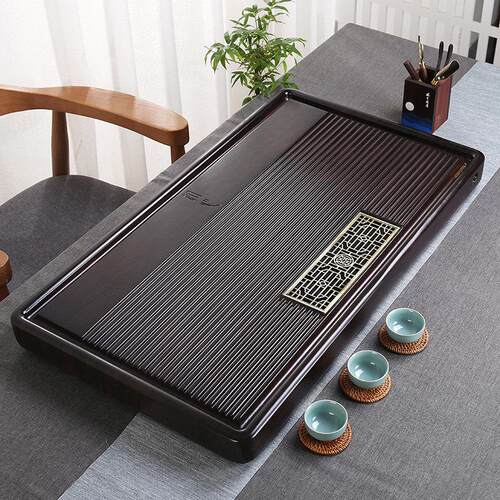 整块黑檀木茶盘家用天然花梨实木简约大小号茶台功夫茶具电木茶海