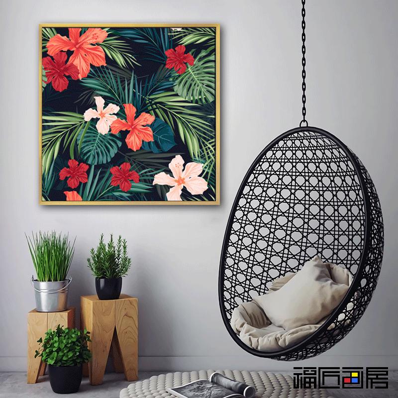 绿植英文字装饰画北欧风格植物叶子客厅挂画现代简约餐厅玄关壁画