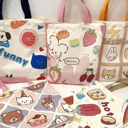 Canvas bag for female college students, suitable for carryin
