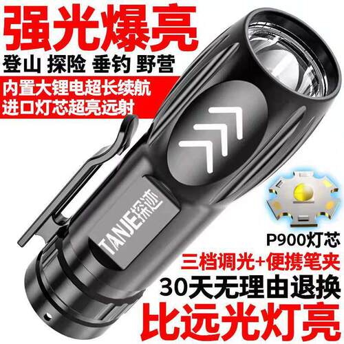 厂家直销 USB可充电户外照明便携家用速卖通热销定焦小迷你手电筒