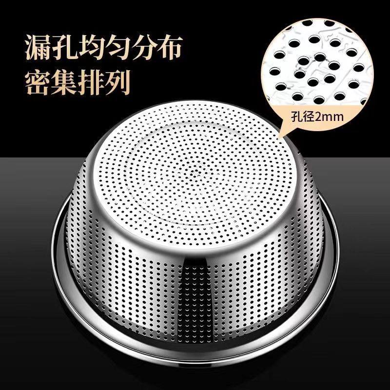 不锈钢沥水篮洗菜盆厨房家用洗水果洗菜篮淘米盆筛加厚和面盆,厨房/烹饪用具,面粉筛,淘宝优惠券,粉丝福利购,淘宝优惠卷