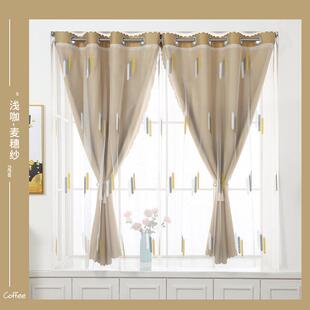 一体隔断免工厂遮光客厅窗帘卧室阳台打孔窗帘安装客厅窗纱帘飘全