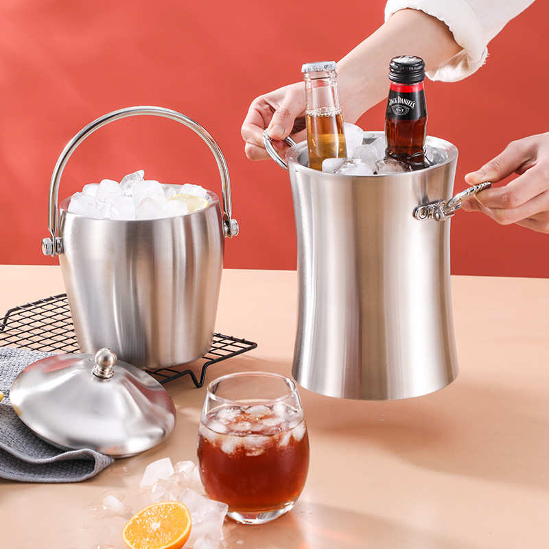 加厚不锈钢冰桶带盖冰粒桶酒吧ktv红酒桶香槟桶冰块桶冰镇桶