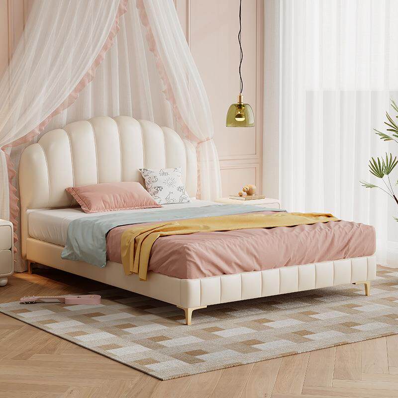 儿童床男孩奶油风贝壳床女孩青少年简约男女孩皮床