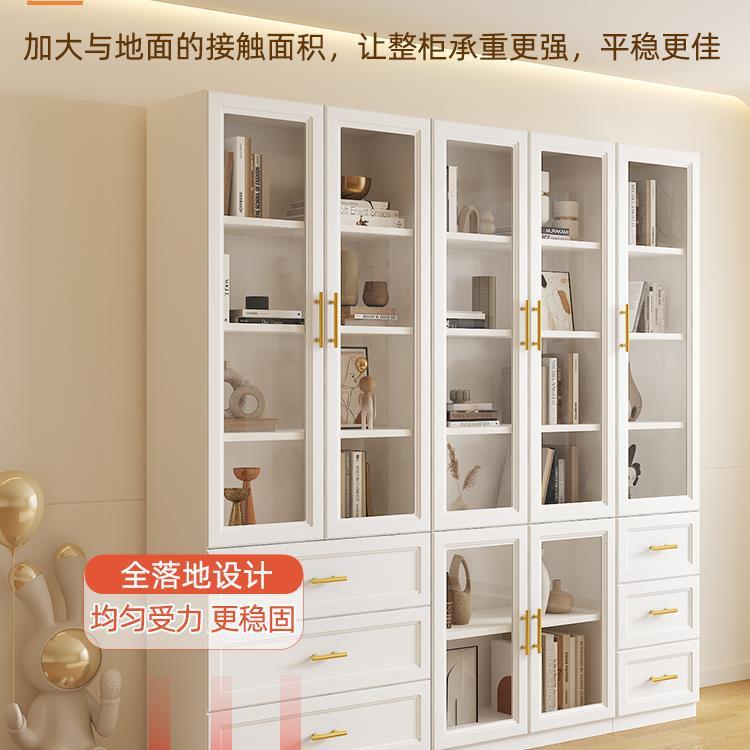 实木展书柜带玻柜璃门示柜一体整墙sgf11书组合架书橱置物可定防