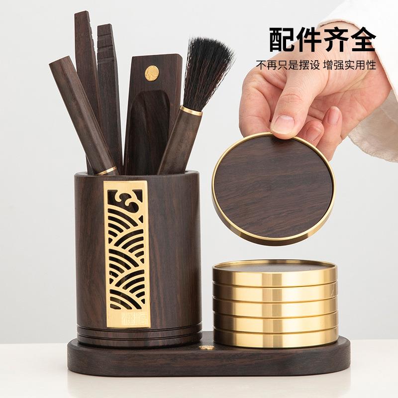 花梨黑檀木功夫茶具配件六君子杯垫套装家用茶室茶道用品茶杯垫子