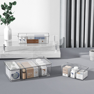 药品分隔收纳盒医院输液针管药物分类装分多格透明桌面家用医药箱