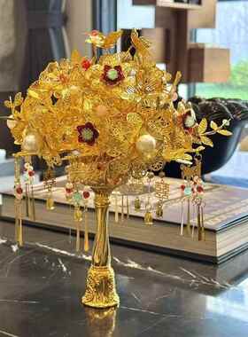 金色XcSb8RQb手捧花高级材料中旗式婚礼娘新婚秀禾袍闺新结蜜婚